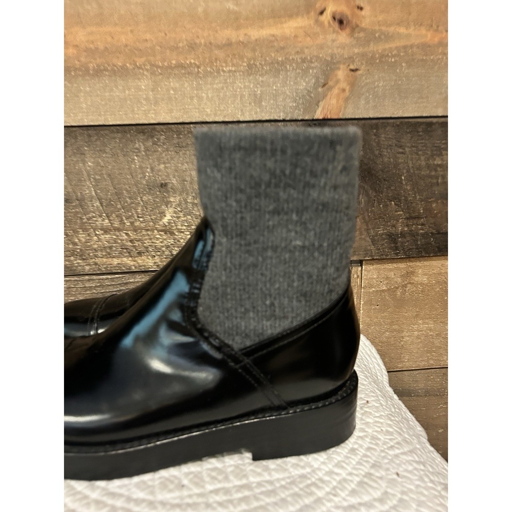 J.Crew Black Leather Gray Knit Ankle Boots Size 6 EUC - Picture 3 of 8
